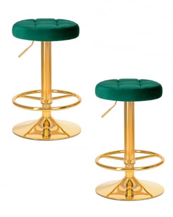 Табурет барный ДОБРИН БРУНО ГОЛД (зеленый велюр (МДЖ9-88)) 2 шт / DOBRIN BRUNO GOLD (MJ9-88))_0