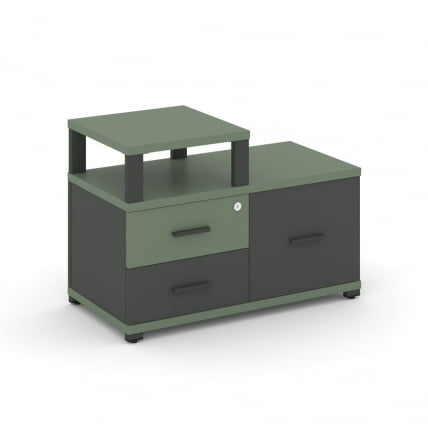 Тумба приставная сервисная с надставкой узкой CONCEPT CN.TSR-002 B/W Кобо Антрацит_0