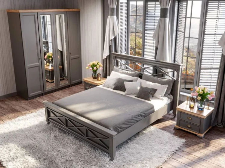 Шкаф двухстворчатый Амели ЛД 642.830.000 Оникс серый_3