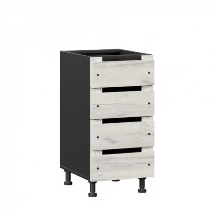 Тумба кухонная 400 с 3 ящиками ЛЮКС (4) Винченца ЛД 234.880.000.062 Тип 2 Черный Дуб Крафт белый_0