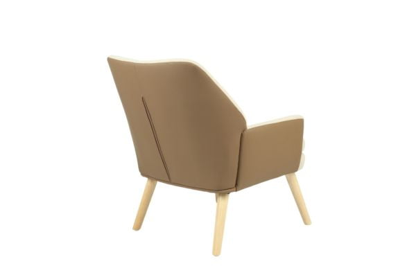 Кресло Харви бежевый с коричневой экокожей деревянные ножки_4