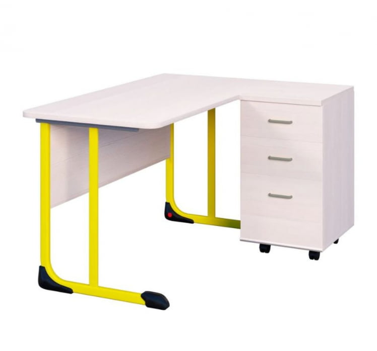Стол учителя с тумбой 1350х650 Желтый/Серый_0