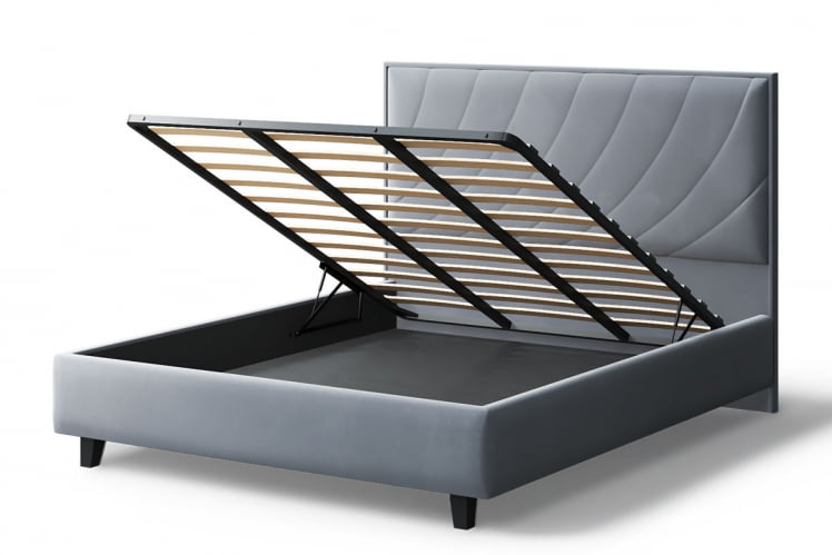 Кровать СОФИЯ 2000*1200мм (на опорах), велюр Бренди лайт 28 (серый), (б/основания, б/матраса)_3