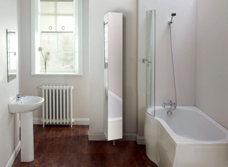 Поворотный квадратный шкаф с зеркалами в полный рост Спика Шелф Белый_1