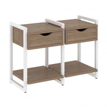 Тумба на регулируемых опорах наборная. Вариант №1 LOFT VR.L-TN-1.O Металл белый Дуб Аризона_0