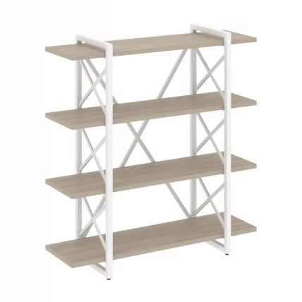 Стеллаж на регулируемых опорах - 4 полки LOFT VR.L-MST.O-4.8V Металл белый Дуб Аттик_0