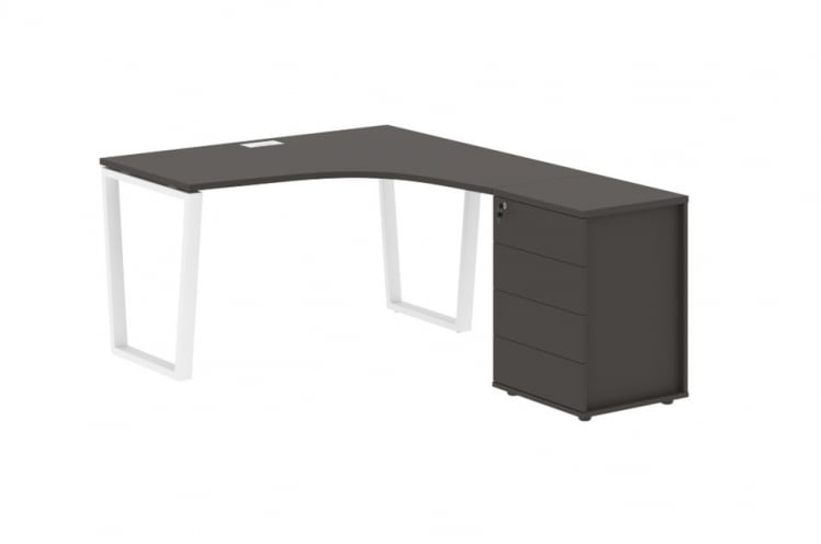 Стол эргономичный с тумбой правый ЕДИС ЕВCЕТ 1318 Р Мокко Белый / EDIS EVCET R_0