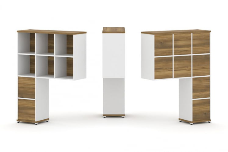 Надставка на стол высокая односторонняя + задняя стенка (8 шт.) + блок с 2-мя ящиками (1 шт.) + блок с 1-м ящиком (1 шт.) CONCEPT CN.ONV-007 Сандал Янтарный Белый бриллиант Белый металл_0