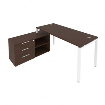 Рабочая станция на П-образном м/к с опорной тумбой левая Metal System Б.РС-СТС-2.4 Л Венге/Белый_0