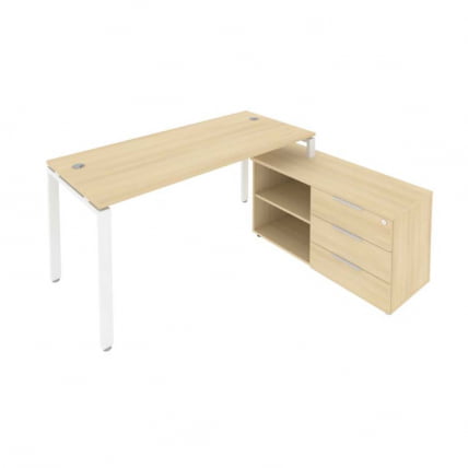 Рабочая станция на П-образном м/к с опорной тумбой правая Metal System Б.РС-СТС-2.4 Пр Акация/Белый_0