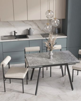 Стол Тайл 140-200/85/75 столешница керамика Ларка Грей / Larka Grey_7