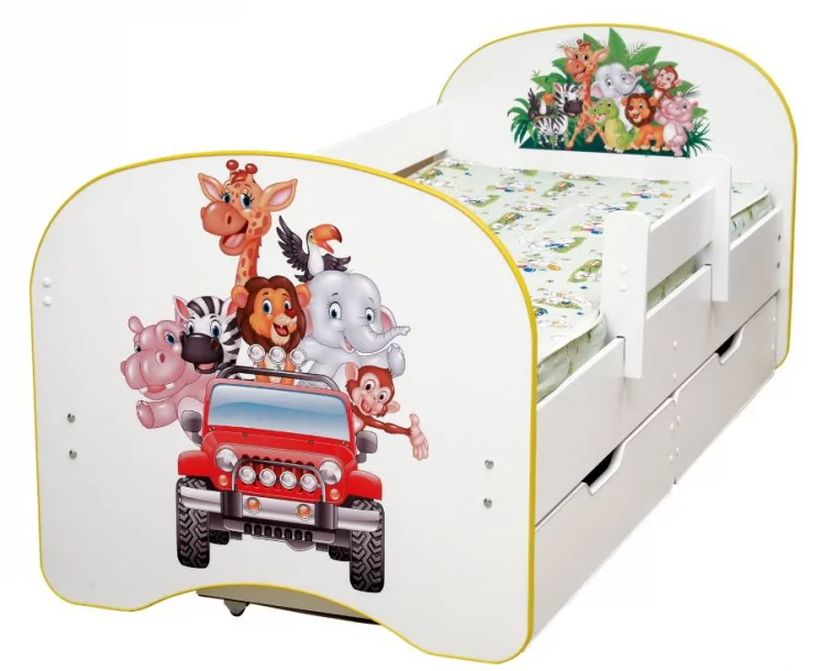 Кровать детская с фотопечатью с 2-мя ящиками 800*1900 Мотоцикл_0