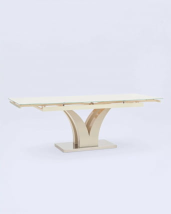 Стол обеденный Верона раскладной 160-220*90 глянцевый Бежевый_4