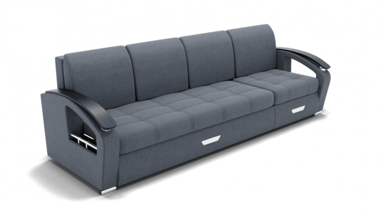 Диван Колизей-2 (ЗР) Цвет фасада: Серый; Тип: Левый/правый; Материал фасада: Металл/Велюр_0