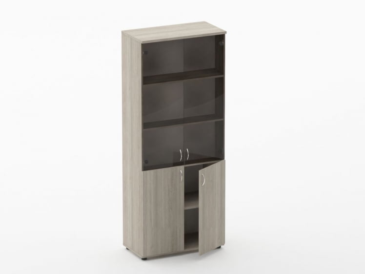 Шкаф высокий со стеклом Twin 16.16.131 Дуб Сантана светлый_1