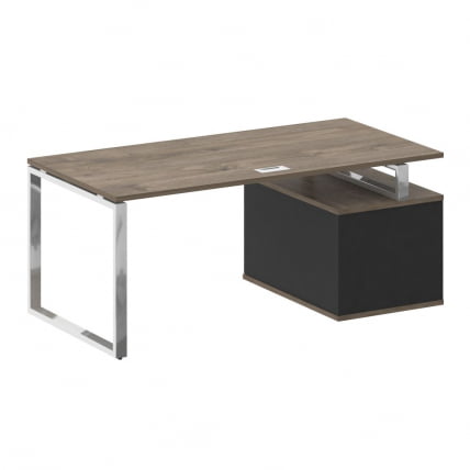 Стол руководителя с опорной тумбой , левый SHIFT SK.SRT-180 (L) Тиквуд Темный/Антрацит_1