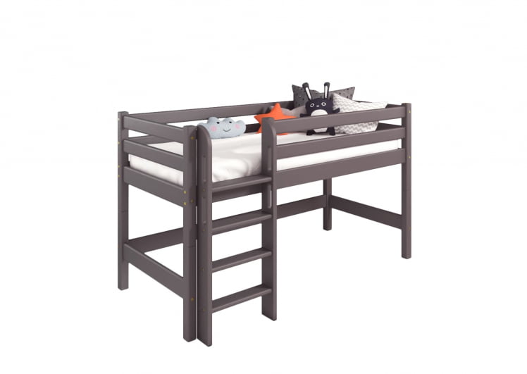 Низкая кровать Соня Вариант 11 с прямой лестницей Лаванда_0