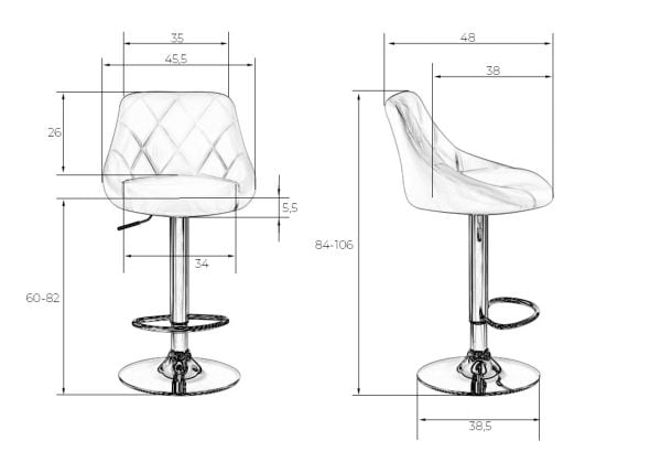 Стул барный ДОБРИН ЛОГАН БЛАCК (серый велюр (МДЖ9-75)) 2 шт / DOBRIN LOGAN BLACK (MJ9-75))_8