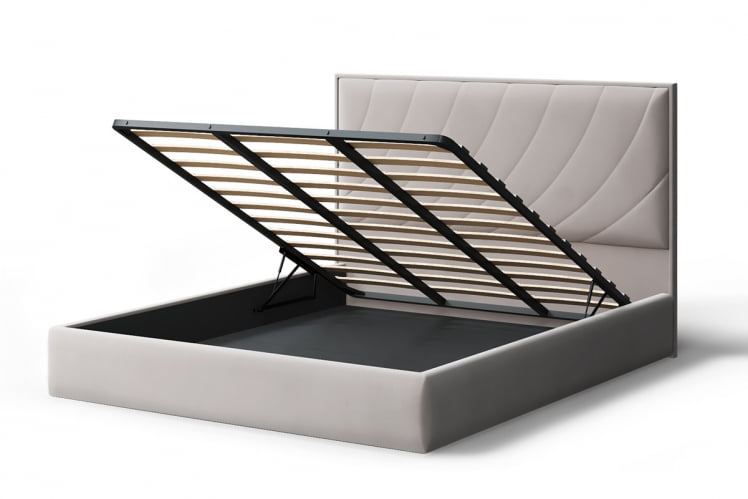 Кровать СОФИЯ 2000*1600мм (без опор), велюр НЕО 02 (бежевый), (б/основания, б/матраса) / NEO_2