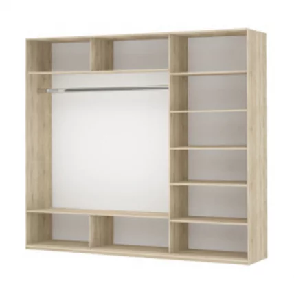 Шкаф-купе трехдверный Прайм 2100 ДСП/Белое стекло/ДСП Белый снег_2