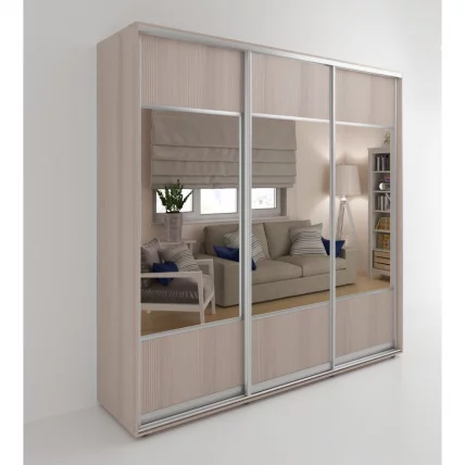 Шкаф-купе 3-х дверный Акцент-Дуэт Д 1800х600 Ясень шимо светлый_0