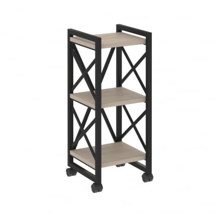 Стеллаж на колесных опорах - 3 полки LOFT  VR.L-MST.K-3.4 Металл черный Дуб Аттик_0