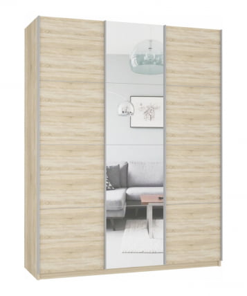 Шкаф-купе трехдверный Прайм 1800 ДСП/Зеркало/ДСП Дуб сонома_0