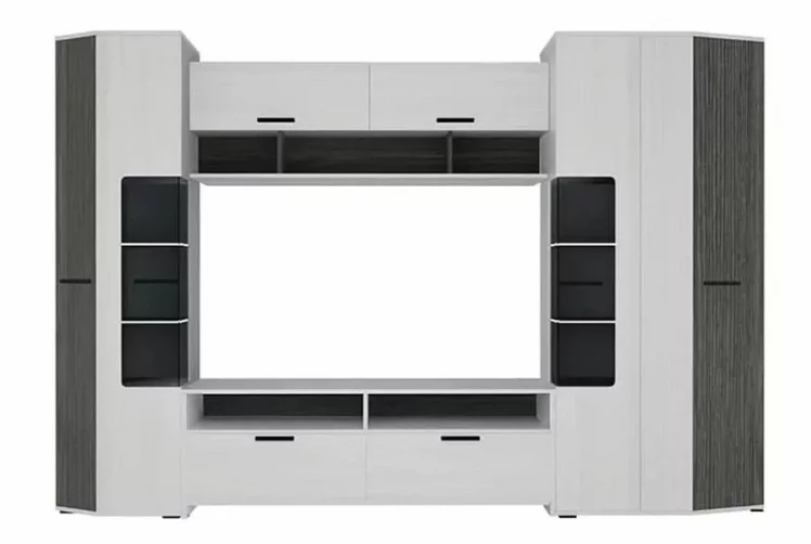 Стенка Элена Лайт 1 Ясень Черный Бодега Белый_3