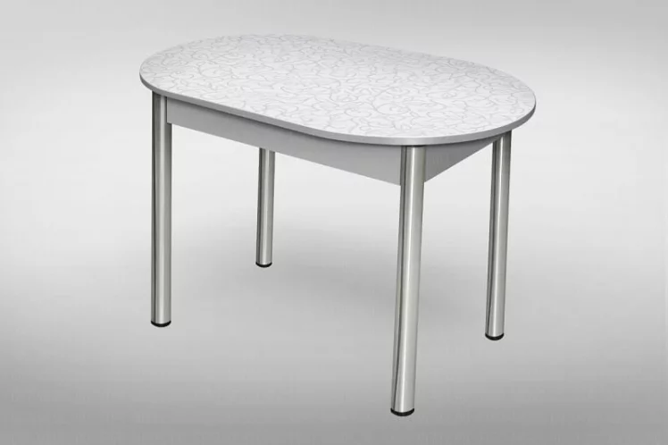 Стол обеденный Овальный ХРОМ 1кат 4137 Касабланка ЛДСП белый_0