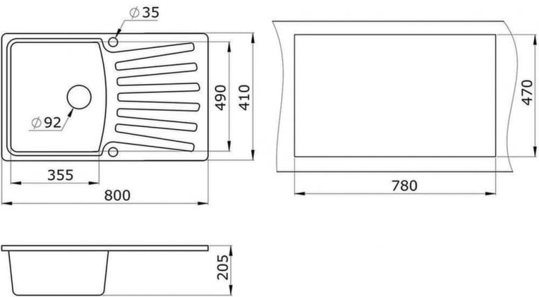 Кухонная мойка GRANULA 8001 Базальт_2
