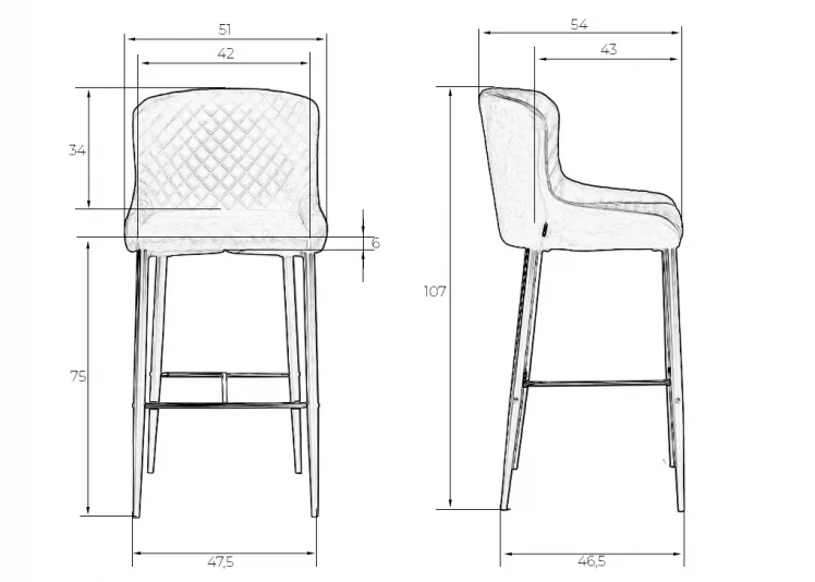 Стул барный DOBRIN CHRISTIAN 75 Бордовый велюр V108-85_11