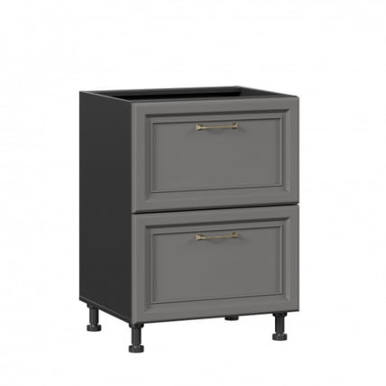 Тумба кухонная 600 с 2 ящиками ЛЮКС (4) Джелатто ЛД 241.900.000.163 Черный Оникс серый_0