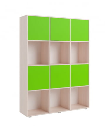 Стеллаж с фасадами ДМ 12 Ясень шимо темный/Зеленый_1