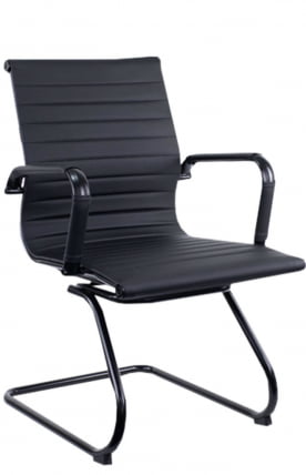 Кресло для персонала Everprof Leo Black CF Экокожа Черный_0