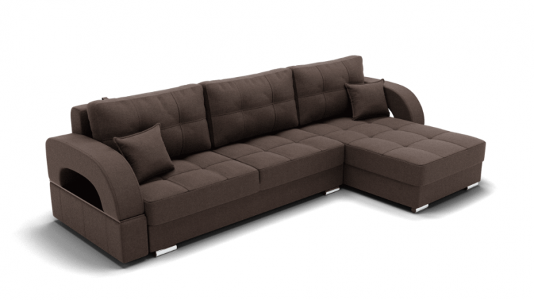Диван Элита-3 угол левый/правый (ЗР) Цвет фасада: Коричневый; Тип: Левый/правый; Материал фасада: Металл/Велюр_0