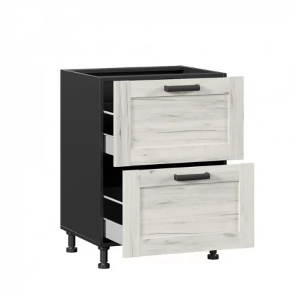 Тумба кухонная 600 с 2 ящиками (4) Винченца ЛД 234.130.000.056 Черный Дуб Крафт белый_1