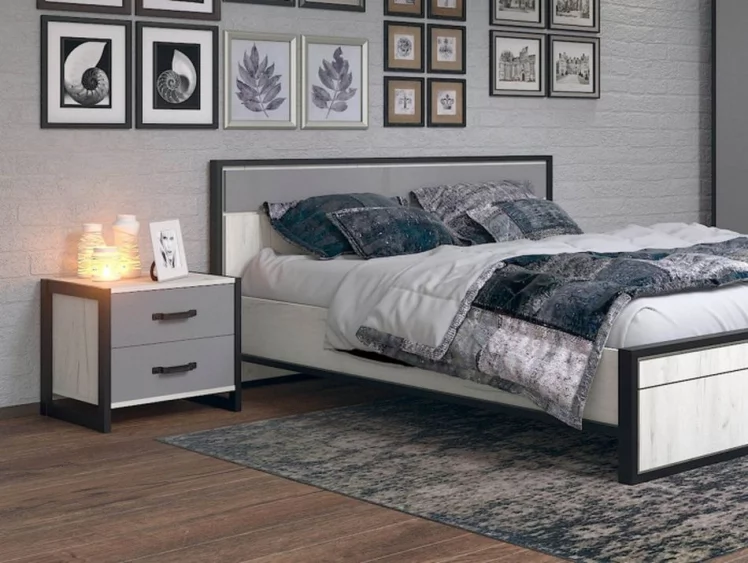 Комплект мебели для спальни Техно №5 Дуб Крафт белый Серый шифер_1