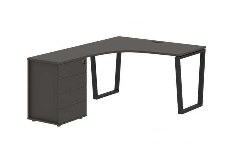 Стол эргономичный с тумбой левый ЕДИС ЕВCЕТ 1318 Л Мокко Черный / EDIS EVCET L_0