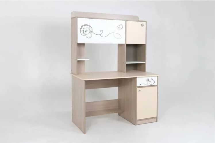 Стол компьютерный Котофей Ясень шимо светлый Вайс Белый_3