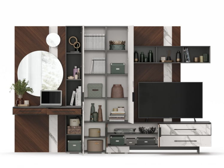 Набор мебели для гостиной Вилена №4 Оникс Серый/Орех/Монте белый_6