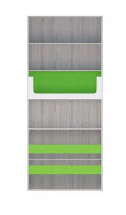 Стеллаж с ящиками Палермо Юниор 04  Белый глянец Ясень шимо светлый Зеленый_3