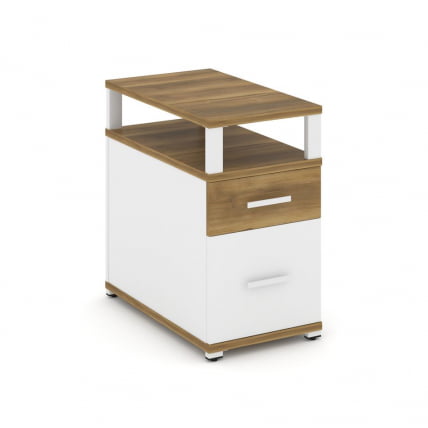 Тумба опорная/приставная с ящиком, распашным фасадом и надставкой CONCEPT CN.TGP-002 B/W Сандал Янтарный Белый бриллиант Белый_0