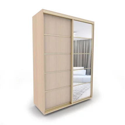 Шкаф-купе 2-х дверный Акцент-Квадро Д 1200х600  Дуб молочный/Золото_0