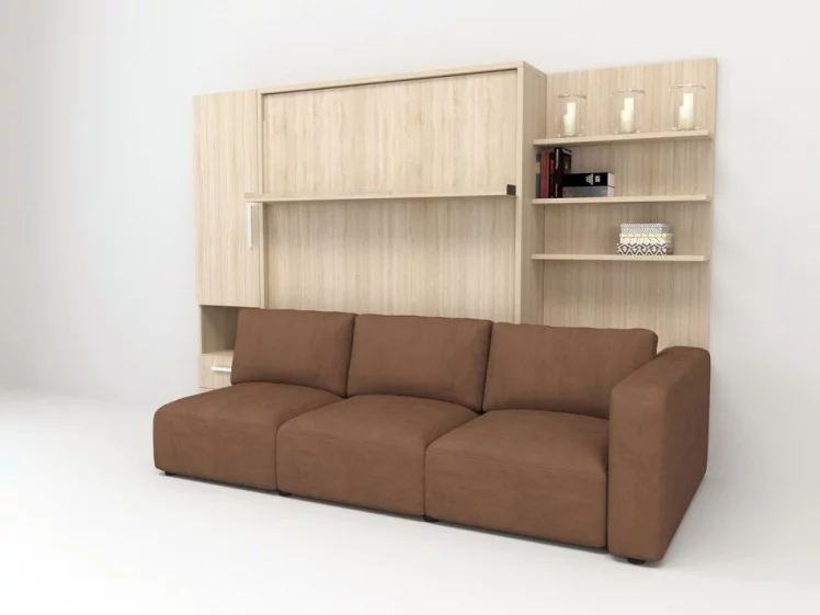 Шкаф-диван-кровать Смарт 1 правый 3-в-1 1600 Ясень шимо темный_0