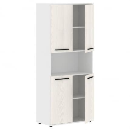 Шкаф с двумя комплектами глухих малых дверей ЕДИС ЕХCС 85.4 Ясень Траун Черный Белый / EDIS EHCS_1