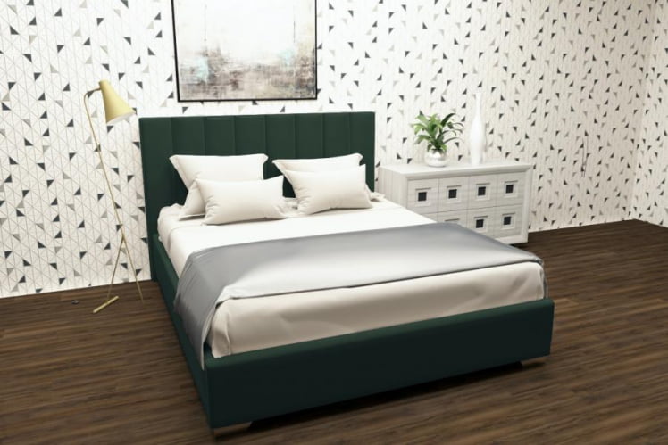 Мягкая интерьерная кровать Терра без основания Материал фасада: Металл/Велюр; Спальное место: 900х2000 мм; Цвет: Зеленый_0