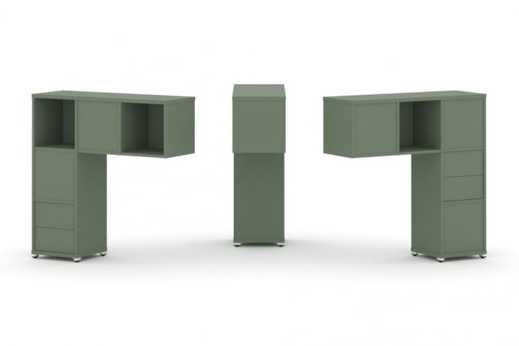 Надставка на стол низкая двухсторонняя + задняя стенка (5 шт.) + блок с 2-мя ящиками (2 шт.) CONCEPT CN.DNN-003 Кобо Белый металл_0