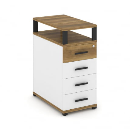 Тумба приставная с 4-мя ящиками и надставкой CONCEPT CN.TGO-003 B/W Сандал Янтарный Белый бриллиант Черный_0