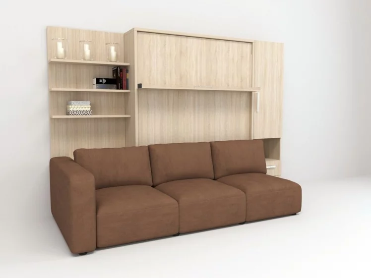 Шкаф-диван-кровать Смарт 1 левый 3-в-1 1600 Ясень шимо темный_0