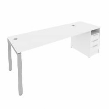 Рабочая станция с опорной тумбой Metal System Б.РС-СТП -1.5 Белый/Серый_0